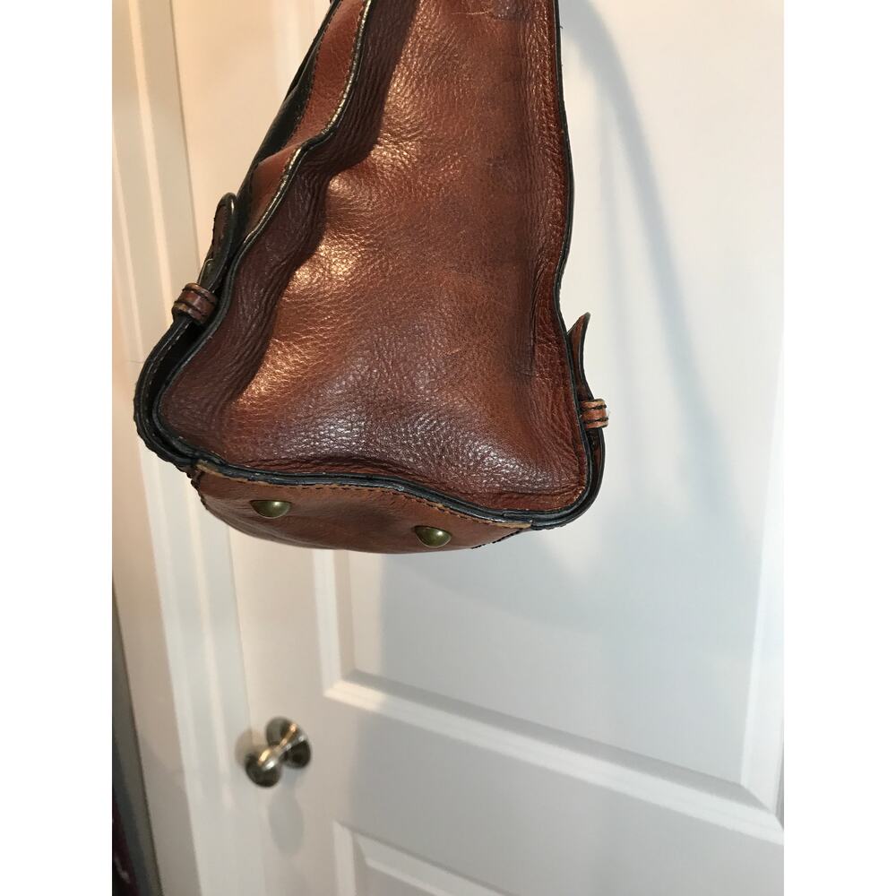 Fossil Reissue Vintage Brown and Black Leather Satchel Shoulder Bag Keyhole - Picture 3 of 10